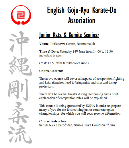 EGKA Junior Kata and Kumite Seminar